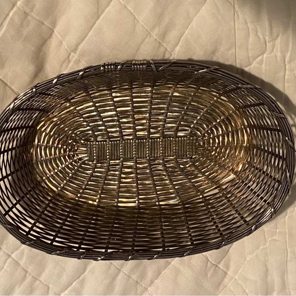 Silver vintage woven basket